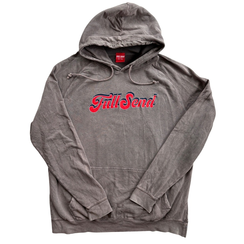 Full Send Hoodie Men XL Grey Mineral Wash Nelk Boys Script Logo Excellent
